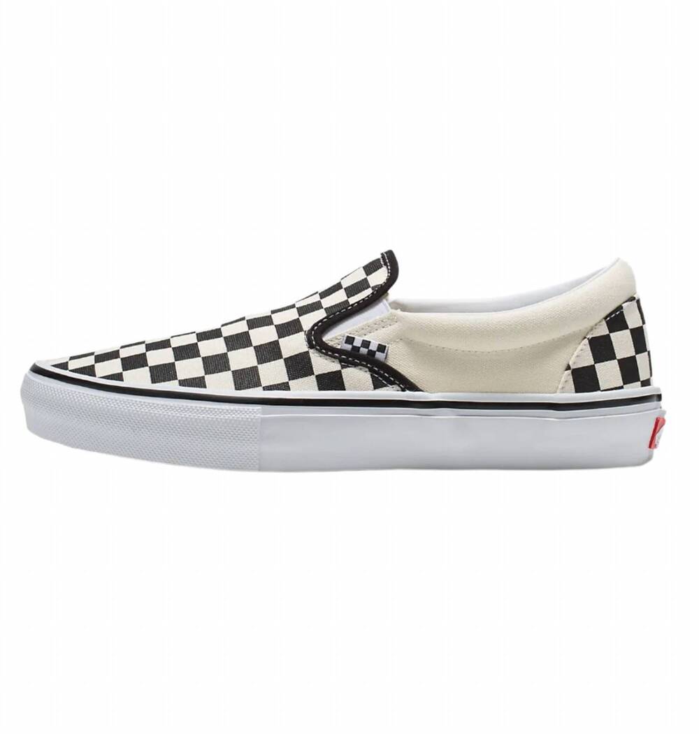 NEW VANS men's skate slip-on sneaker in black/white-checkboard-gum